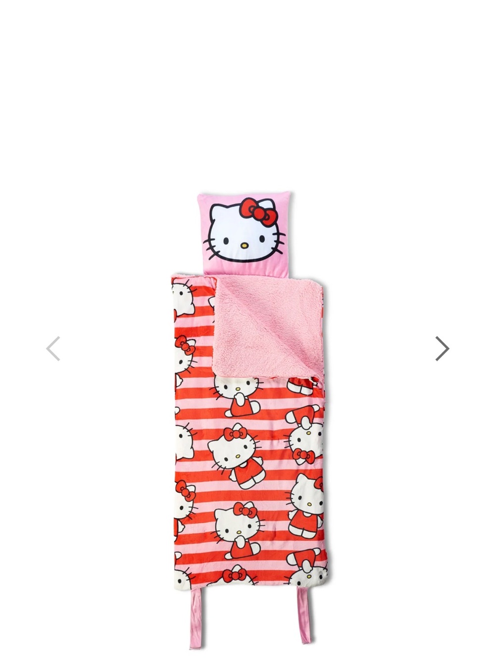Hello Kitty Red, Pink & White Striped Sleeping bag & pillow set.